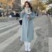 Korean-Style Belted Wool-Blend Coat – Oversized Double-Breasted Trench Coat For Women | Mid-Length | Sky Blue/Black/Beige/Camel/Pink_ecoleips.com