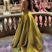 Elegant Satin Evening Dress High Waist A-Line Party Gown Adjustable Straps Olive Green Formal Dress for Banquet Cocktail Special Occasions_ecoleips.com