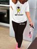 Women's Casual Loose Fashion Figure Letter Printed Loose T-shirt+cropped Pants Two-piece Set Summer Home Sportswear Daily Wear-469_ecoleips.com