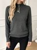 Women Lightweight Breathable Thin Knit Sweater, Mock Neck Half Placket Button Long Sleeve Cuff Buttons Slim Fit Casual Commuter Knitted Top_ecoleips.com