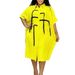 Women's Fashionable Loose Collared Shirt D3334 Short Sleeved Mid Length Cross Border Dress 2025 Foreign Trade Clothing_ecoleips.com