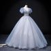 Women's Clothing Elegant Royal Ball Gown For Spring Vocal Performances – Deep V-Neck Long Sleeve Opera Dress With Corset Lacing & Built-in Petticoat_ecoleips.com