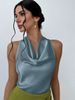 Verve Women's Sexy Sleeveless Satin Blouse 2025 Spring Summer Work Shirt_ecoleips.com