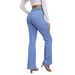 Women's High Waist Stretch Flare Jeans – Slim Fit Bootcut Denim Pants With Elastic Waistband (Dark Blue, Light Blue, Black)_ecoleips.com