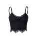 Lace Trim Ribbed V-Neck Camisole Women's Stretchy Sleeveless Top Flattering Black Fashion-Forward XS to XL_ecoleips.com