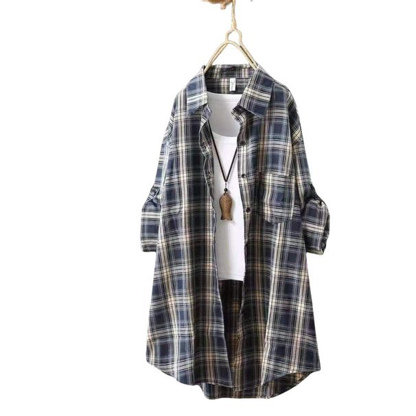 Lattice-Patterned Shirt For Women, Suitable For Both Spring And Autumn Seasons. This Versatile Long-Sleeved Blouse Can B_ecoleips.com