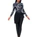 Women's Clothing Printed Slim Fit Long Sleeve Surfing Swimwear Women's Sporty Conservative Outfit With Skirt And Long Pants Polyester Fabric_ecoleips.com