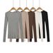 ng2510292 Tencel Wool Long Sleeve T-Shirt For Women, 2025 Autumn New Style, Pure Desire Hot Girl Small Round Neck Slim Fit Base_ecoleips.com