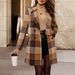 Classic Checked Wool-Blend Trench Coat – Oversized Fit, Notched Lapel, Dual Pockets (Camel/Beige, S-XXL, Vintage Office-to-Outfit Staple)_ecoleips.com