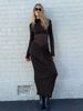 Y00248DC European American Cross-border Women's Clothing 2025 Autumn And Winter New Long-sleeve Patchwork Sheer Pleated_ecoleips.com