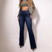 Women's Clothing Elastic Waist High Waist Button Stretch Slim Wide Leg Long Jeans For Women_ecoleips.com