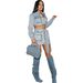 NY8155 Women's Sexy Washed Denim Lace-up 3D Pocket Skirt Set_ecoleips.com