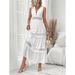 VCAY Women's Lace Splicing V Neck Sleeveless Dress Summer New_ecoleips.com
