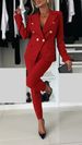 Women's Professional Double-Breasted Suit Pant Set Elegant Capable Capri Trousers Spring/Autumn Regular Thickness_ecoleips.com