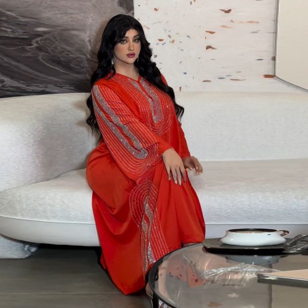 Women's Clothing Middle Eastern Muslim Jalabia Dress Heavy Craft Diamond Shiny Fashion Dubai Evening Women's Clothing Modest Abaya Dress_ecoleips.com