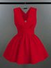 Curvy Women Solid Cross Tie Deep V Sleeveless A-Line Mini Dress, Chic Spring Summer Beach Party Vacation Gown_ecoleips.com