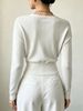 Women Cross Wrap V Neck Ribbed Knit Top Loose Long Sleeve Lightweight Hollow Texture Breathable Skin-friendly Cropped Knit Blouse_ecoleips.com