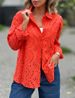 Verve 2025 Spring And Autumn Solid Color Collar Loose Embroidered Hollow Out Plus Size Shirt Top For Women_ecoleips.com