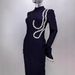 New Black Rhinestone Long Sleeve Bandage Elegant Party Toast Casual Evening Dress For Women_ecoleips.com