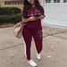 Women's Casual 3/4 Sleeve Top With Pocket Pants Set - Stretchy Milk Silk Jogger Outfit For Lounge, Work, Travel_ecoleips.com