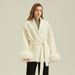 Women's Wool-Blend Double-Faced Coat - Short Length Scarf Collar Jacket With Belt, Alpaca Wool & Cashmere Touch, Elegant Office Wear_ecoleips.com