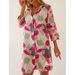 Elegant Fashion Print Lapel Single Breasted Cardigan Dress Women Casual Party Office Dress Ladies Elegant Daily Wear Dress_ecoleips.com