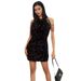 Women's Clothing Hip Sequins Dress Mid Waist Evening Dress_ecoleips.com
