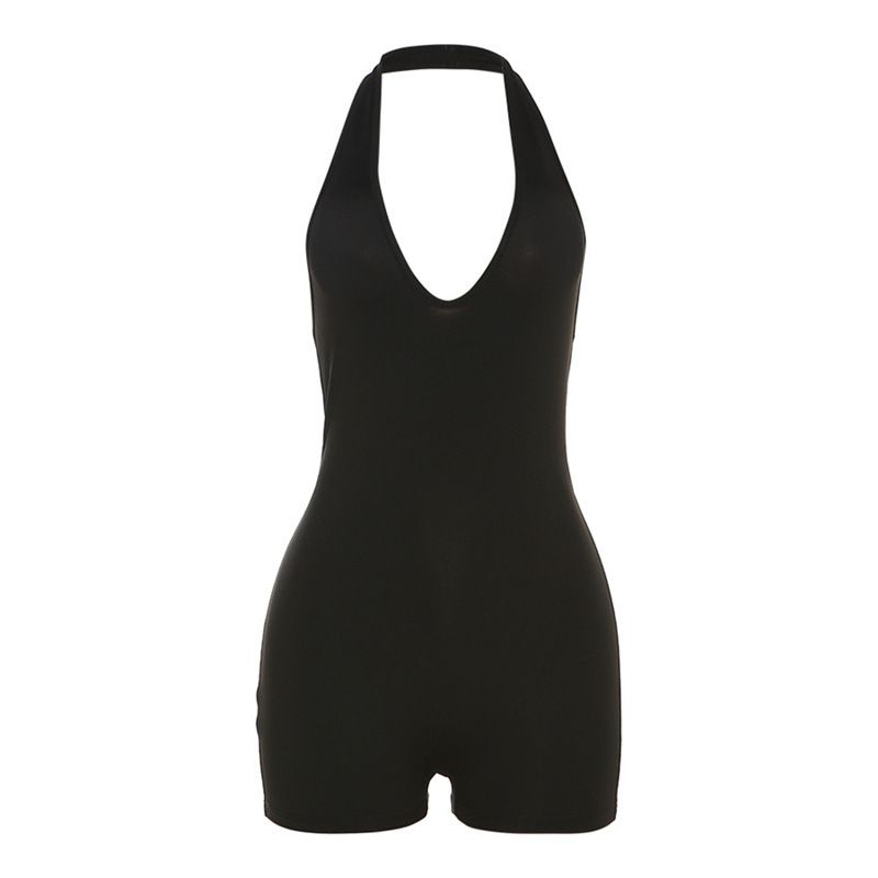 Aria Basics Aria Basics European And American Style 2023 Summer Women's New Fashion Sexy Casual Low-neck Halter High-waisted Tight Backless_ecoleips.com