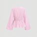 Women's Elegant Striped Ruffle Top Deep V Neck Lantern Sleeve Front Tie Autumn New Fashion Lined Tops For Women_ecoleips.com