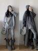 Lazy Style Loose Long Sleeve Sweater Knitwear Women Winter New High-end Gray Casual Shorts Two-piece Set Trendy_ecoleips.com
