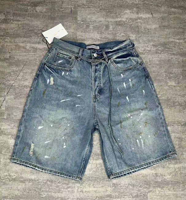 Women's Clothing AC High Street Trendy Brand Retro Versatile Loose Ripped Old Hand Painted Jeans Men's Denim Shorts_ecoleips.com