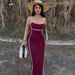 New Women's Clothing Fashion Temperament Color Matching Suspender Tight Hip Elastic Dress_ecoleips.com