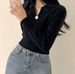 Aria Basics Aria Basics V-Neck Polo Knitted Base Shirt For Women 2025 Autumn Winter Slim Fit Short Inner Top Design Sweater Trendy_ecoleips.com