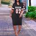 Summer V-Neck Letter Print A-Line Dress, Loose Fit Casual Maxi Dress For Women, Elegant Short Sleeve Chiffon Dress With Flowy Hem_ecoleips.com