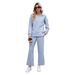 Fall Pure Color Simple Casual Suit Female Fashion Long Sleeve Top And Trousers Two-Piece Set Female_ecoleips.com