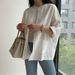 2295 Loose Ice Silk Top Spring/Summer 2025 New Large Size Color Blocked Simple Cotton T-Shirt For Women_ecoleips.com
