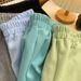 Women's Clothing Cotton Patch A Line High Waist Slim Wide Leg Shorts_ecoleips.com