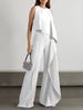 Women's Clothing solid color fashion temperament vest high waist wide leg pants women's irregular zipper jumpsuit _ecoleips.com
