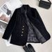 Women's Clothing Winter-Ready Velvet Blazer For Women – Cozy Fleece-Lined Office Jacket, Double-Breasted Chenille Blazer Elegant Black_ecoleips.com