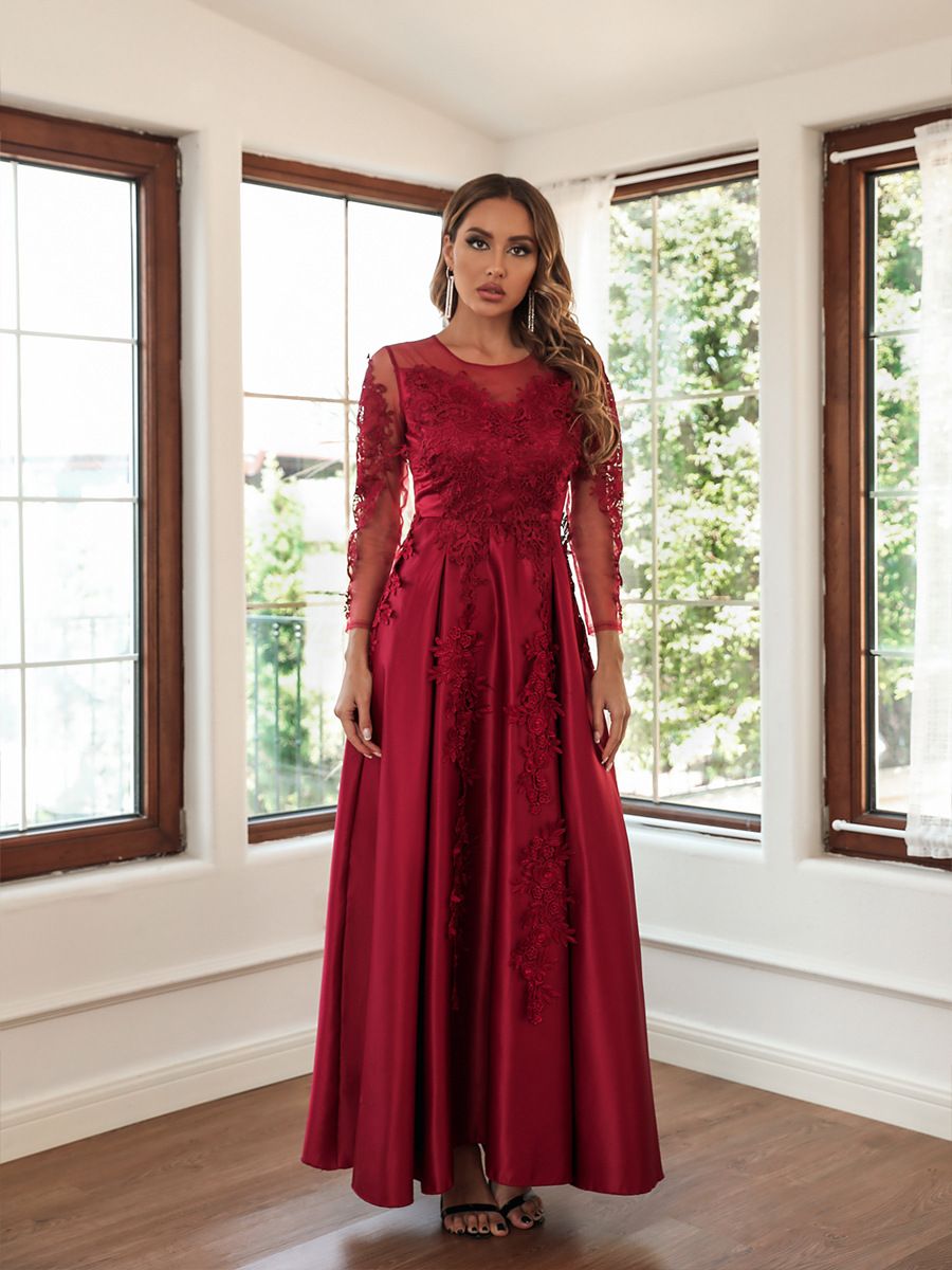 Women's Clothing Lace Swing Sexy Long Skirt Trailing Banquet Evening Gown New Style_ecoleips.com