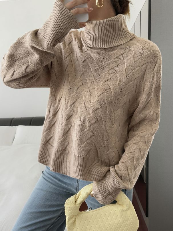 Women's Clothing 2025 Autumn And Winter Casual Solid Color Woolen Long-sleeved Sweater_ecoleips.com