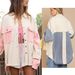 Women's Clothing Women's Casual Washed Denim Jacket Color Block Lapel Distressed Frayed Edges American Retro Style Spring Summer_ecoleips.com