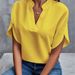 2024 Summer New V-Neck Shirt Women's Solid Color Casual Versatile Short Sleeve Pullover_ecoleips.com