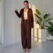 Women's Clothing Solid Color Zip-Up Hooded Top With Tie-Waist Straight Pants Set - Casual & Office Wear, Comfortable Polyester Outfit_ecoleips.com