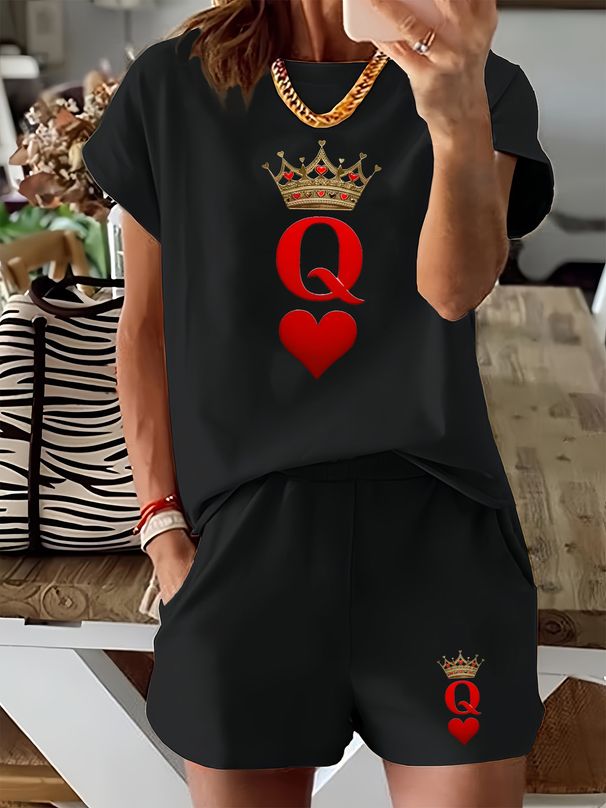 Women’s 2 Piece Outfit Set – Oversized Graphic T-Shirt And Biker Shorts Matching Set, Casual Summer Lounge Tracksuit For Daily Wear-333_ecoleips.com