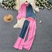 Women's Clothing Women's Style Casual Fashion Set Splicing Hooded Sweatshirt High Waist Wide Leg Pants Denim Two Piece Outfit_ecoleips.com
