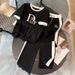 Women's Short-sleeved Sports Suits For Women Summer 2022 Fashionable Street Style Internet Celebrity Wide-leg Pants Two-piece Suit_ecoleips.com