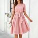 Women's Elegant Casual Polka Dot Print Dress Tie Up Spring Summer_ecoleips.com