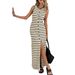 Women's French Striped Sleeveless Knit Dress Summer High End Design Casual Vest Dress for Petite Niche Style_ecoleips.com