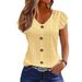 Spring/Summer Fashion: Casual Solid Color T-Shirt With Lotus Leaf Sleeves And V-Neck_ecoleips.com